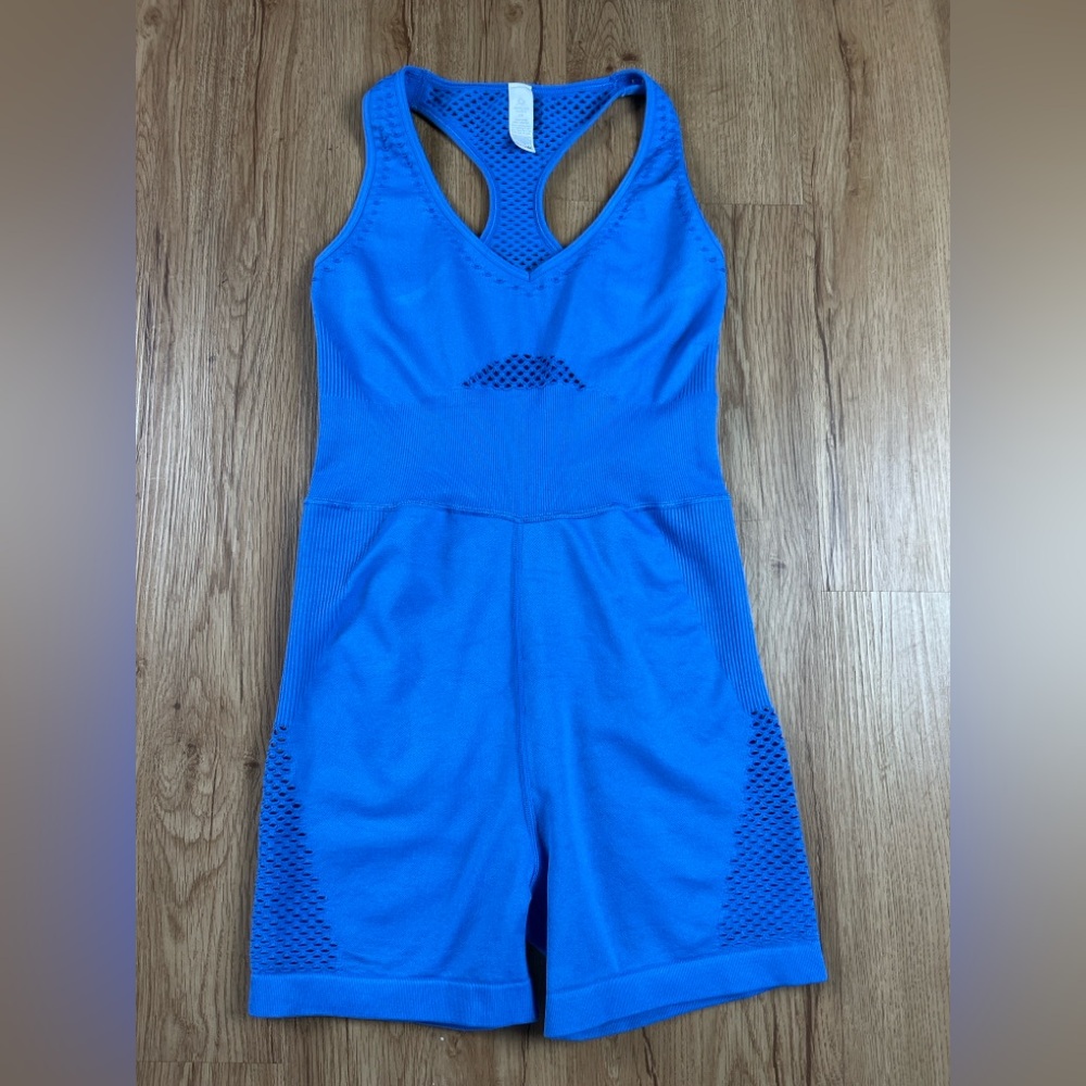 OFFLINE by Aerie Blue Seamless Workout Romper Shorts One Piece S/P